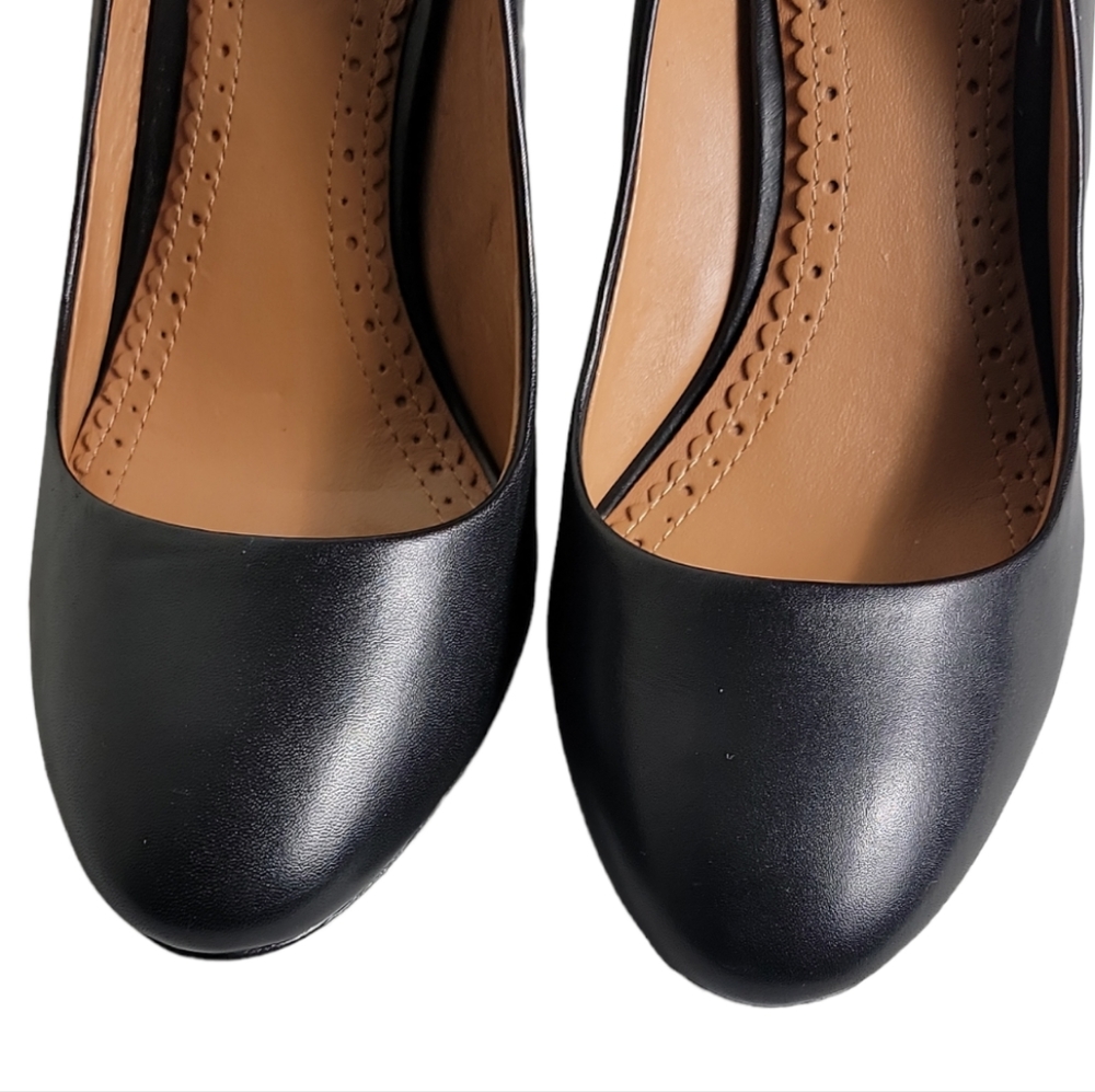 Brooks Brothers black genuine leather round toe heel pumps size 8 - Picture 4 of 9